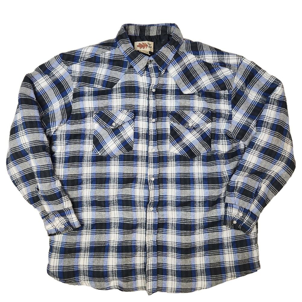 Field N Forest Jacket Mens 2XL Blue Plaid Workwear Chore Pearl Snap‎ Buttons